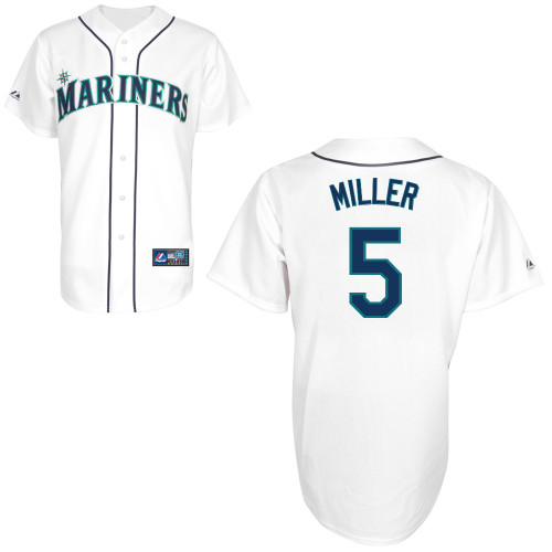 Brad Miller #5 Youth Baseball Jersey-Seattle Mariners Authentic Home White Cool Base MLB Jersey